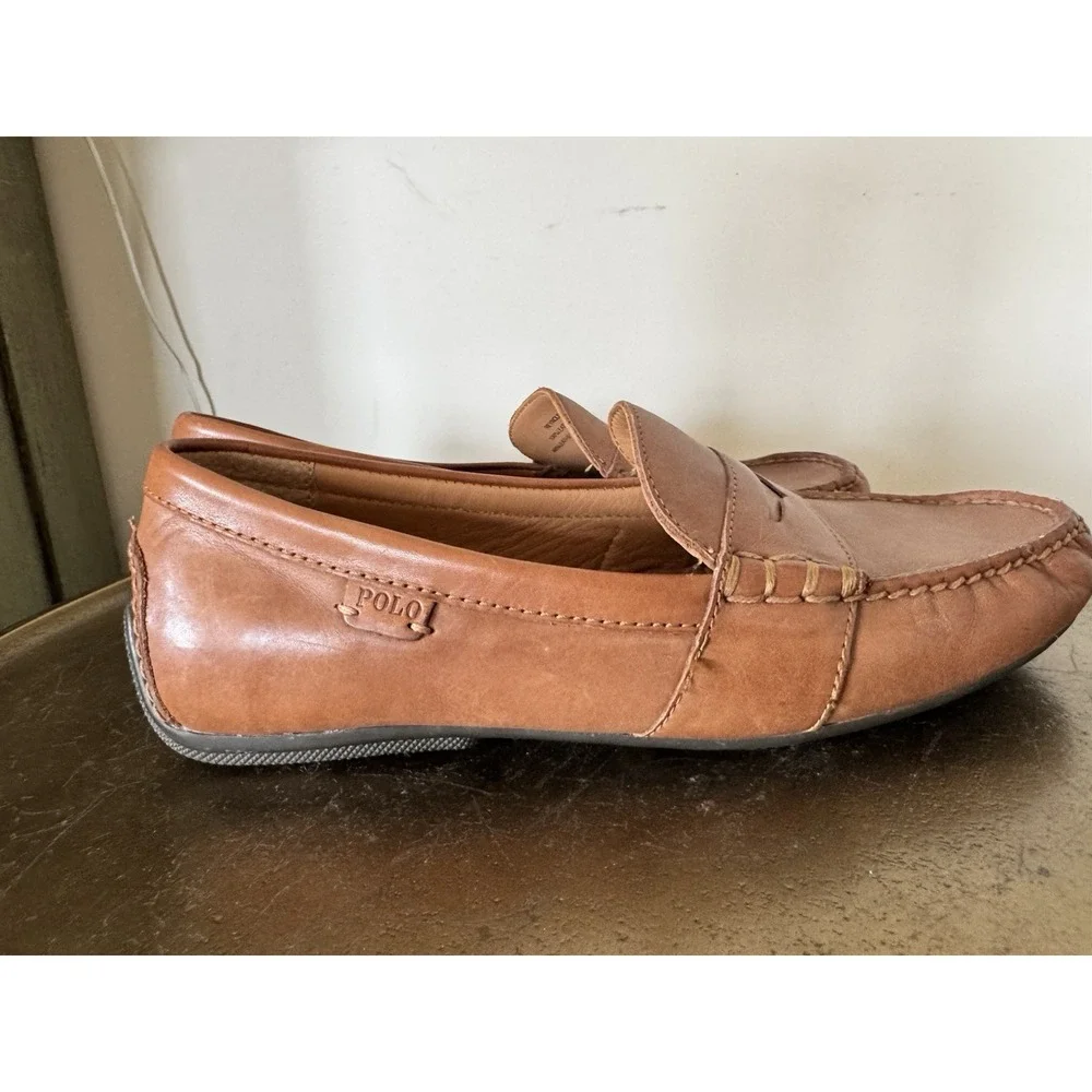 Ralph Lauren Polo Leather Reynold Men's Penny Loafer Shoe Size 9D Classic Cognac
